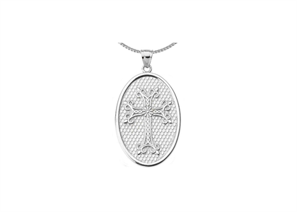 Rhodium Plated Long Cross Pendant